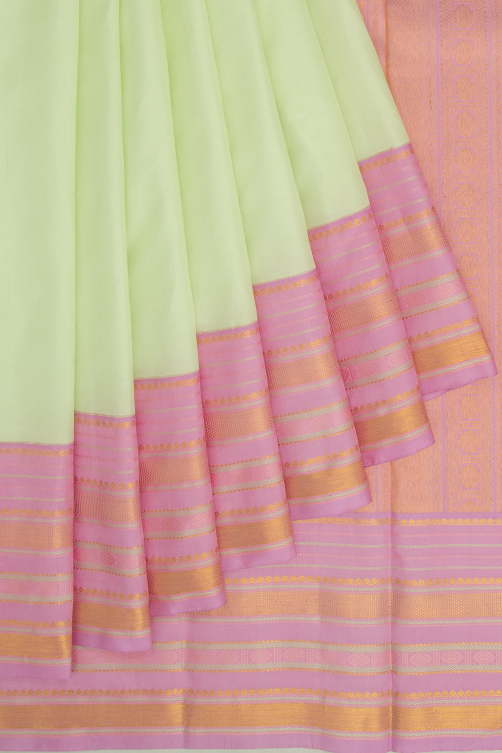 Kanchipuram Silk Plain Pastel Green Saree