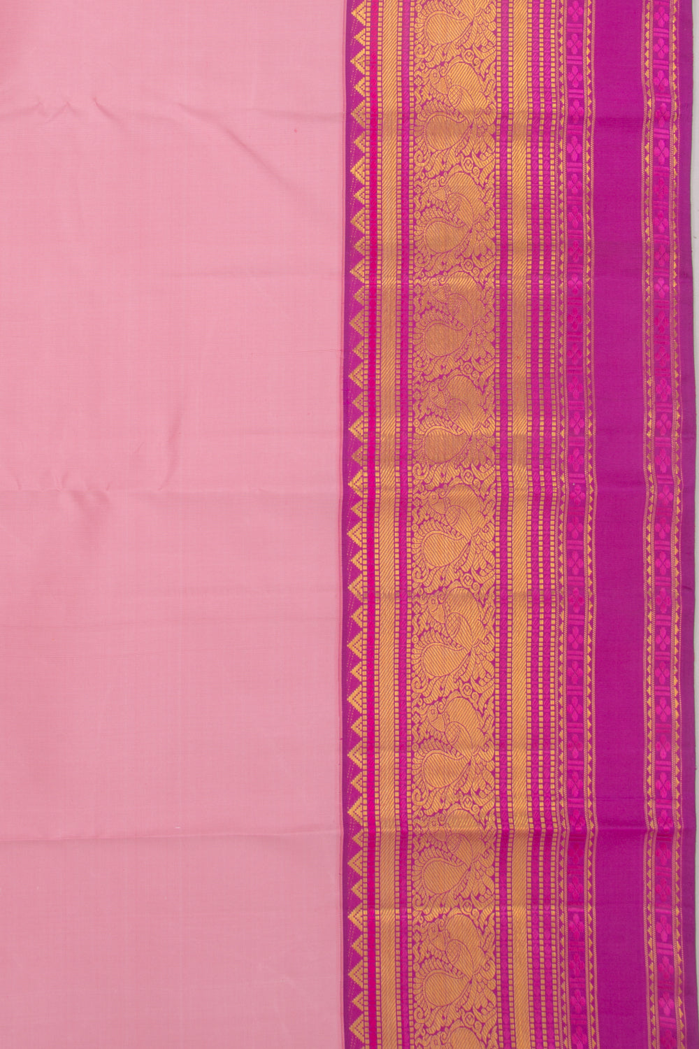 Kanchipuram Silk Plain Baby Pink Saree