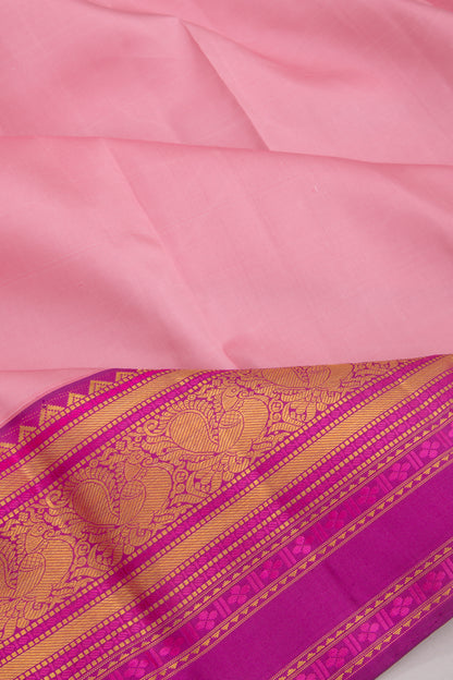 Kanchipuram Silk Plain Baby Pink Saree