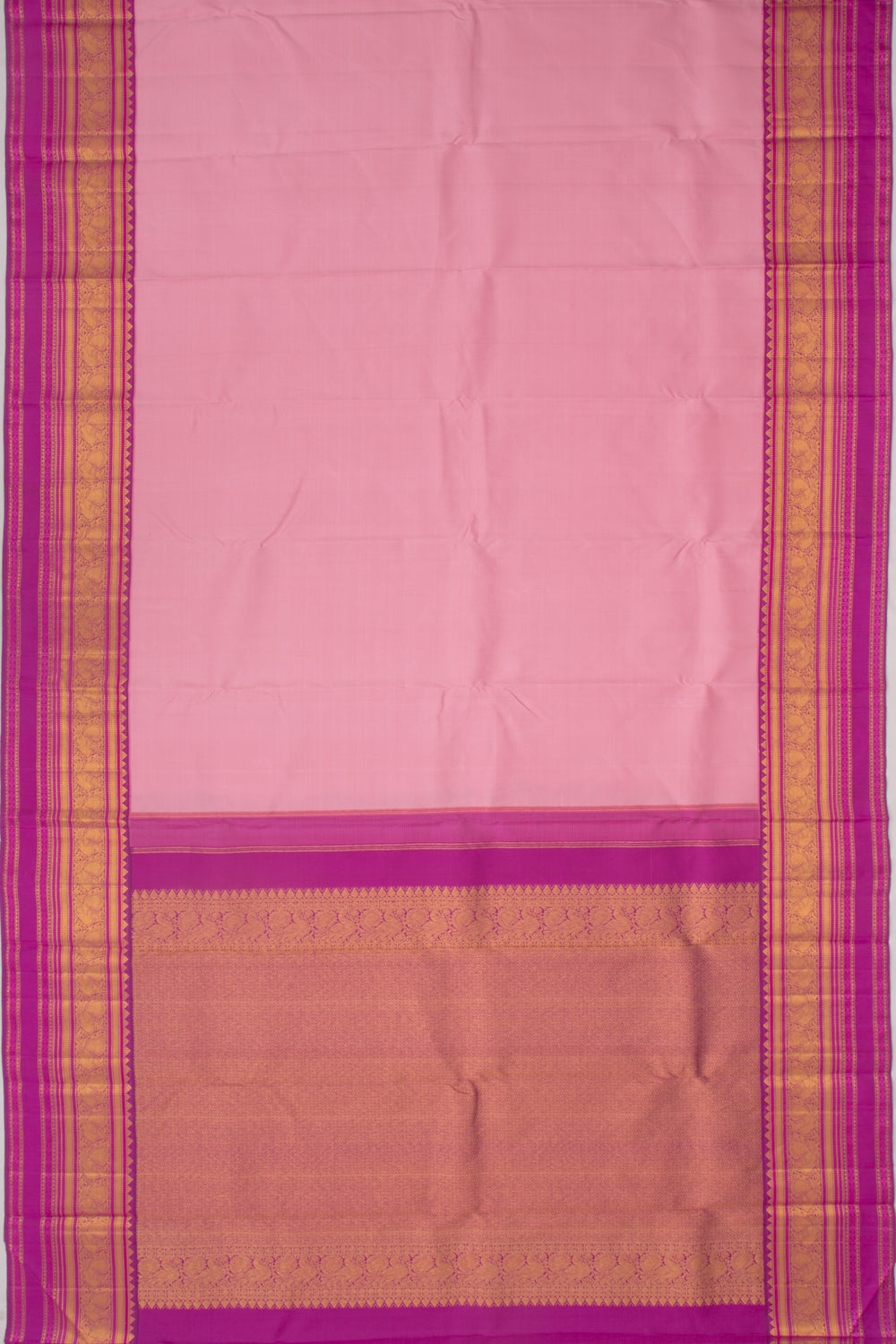 Kanchipuram Silk Plain Baby Pink Saree