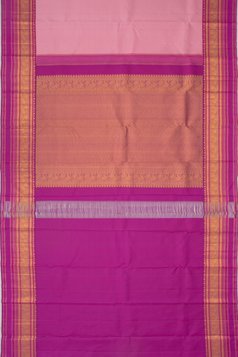 Kanchipuram Silk Plain Baby Pink Saree