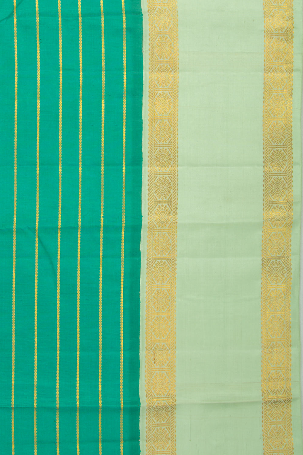 Kanchipuram Silk Horizontal Lines Green Saree