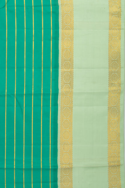 Kanchipuram Silk Horizontal Lines Green Saree