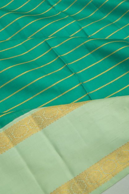 Kanchipuram Silk Horizontal Lines Green Saree