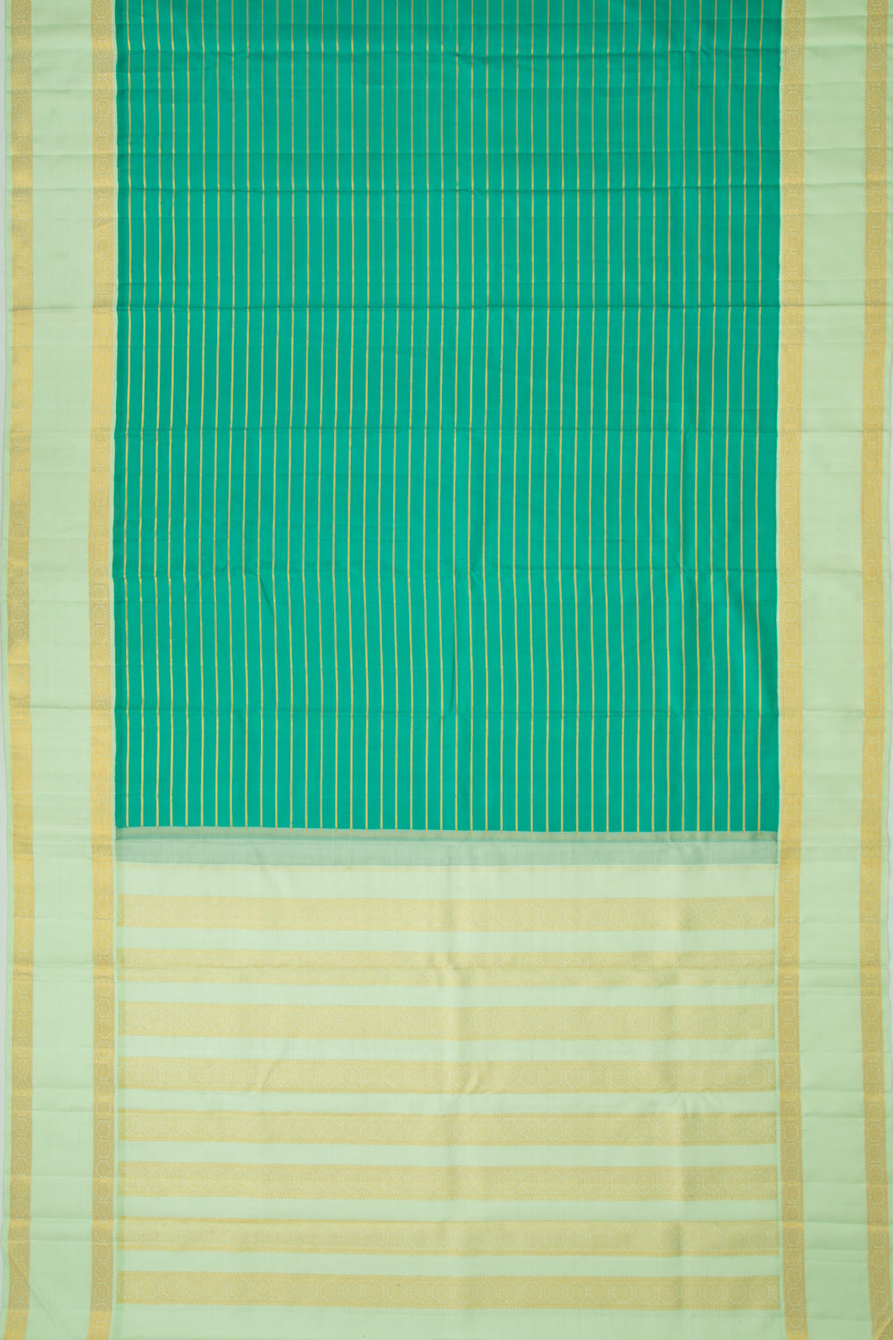 Kanchipuram Silk Horizontal Lines Green Saree