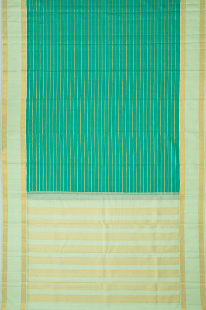Kanchipuram Silk Horizontal Lines Green Saree