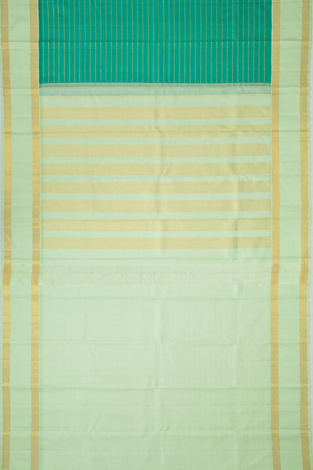 Kanchipuram Silk Horizontal Lines Green Saree
