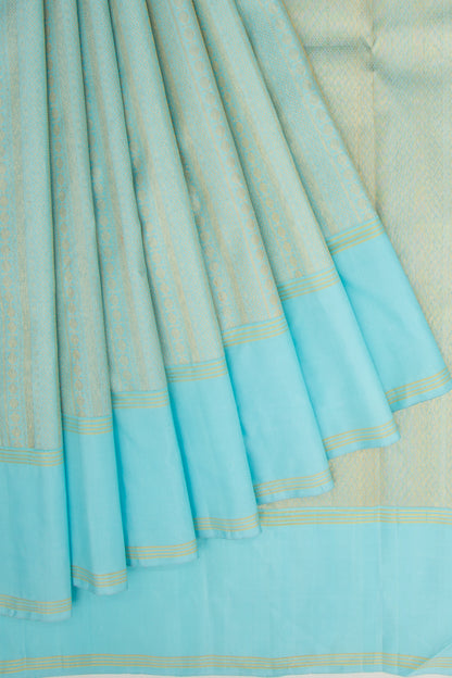 Kanchipuram Silk Brocade Sky Blue Saree