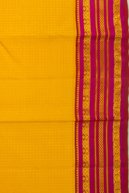 Kanchipuram Silk Checks Yellow Saree