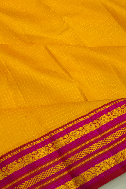 Kanchipuram Silk Checks Yellow Saree