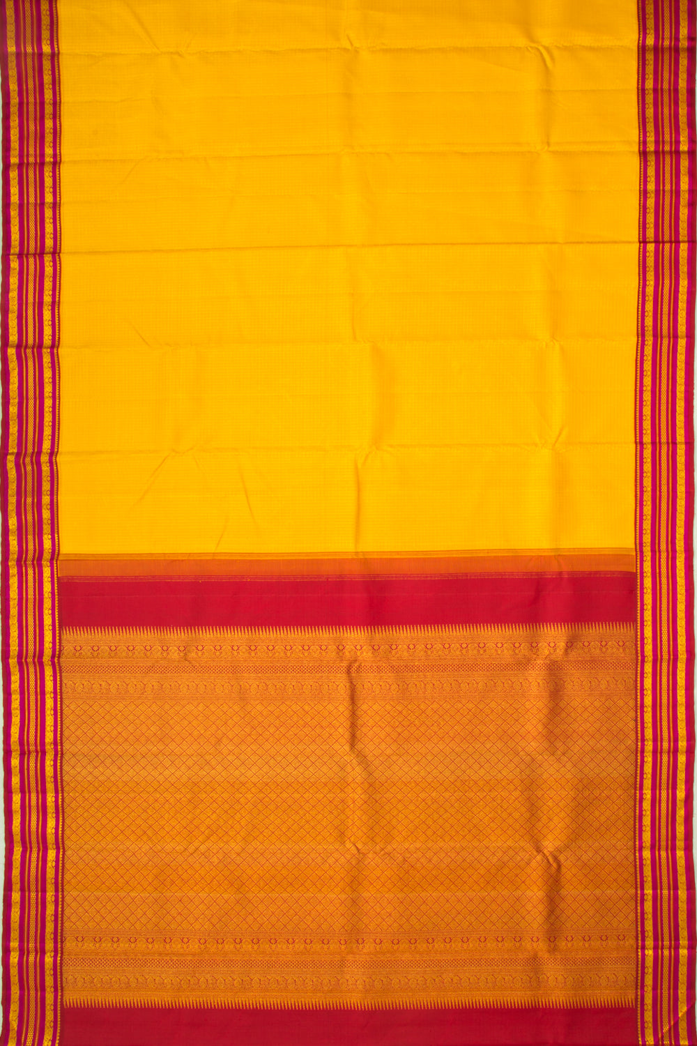 Kanchipuram Silk Checks Yellow Saree