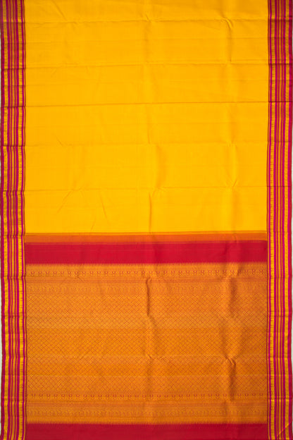 Kanchipuram Silk Checks Yellow Saree