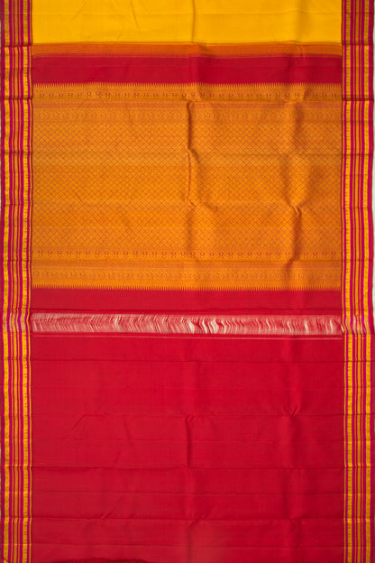 Kanchipuram Silk Checks Yellow Saree