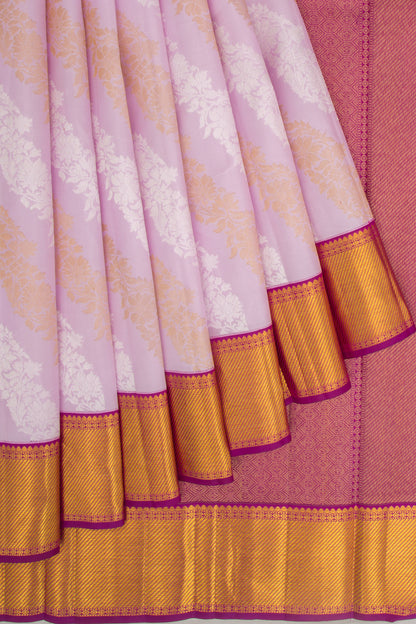 Kanchipuram Silk Jaal Lavender Saree