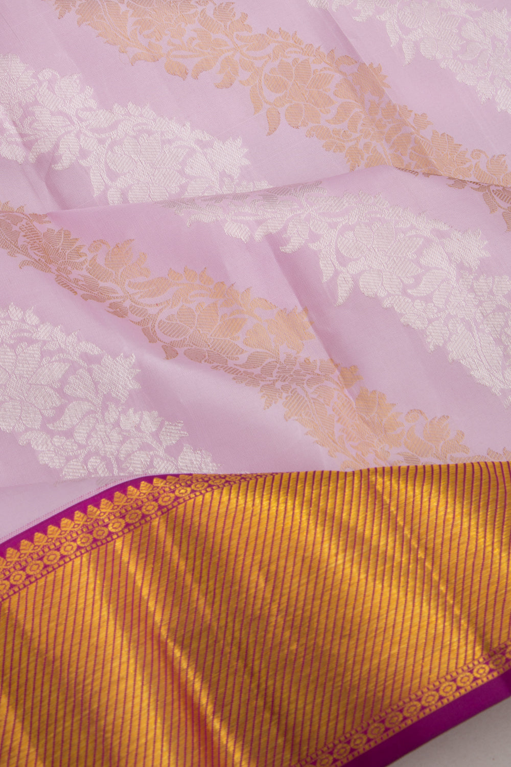 Kanchipuram Silk Jaal Lavender Saree