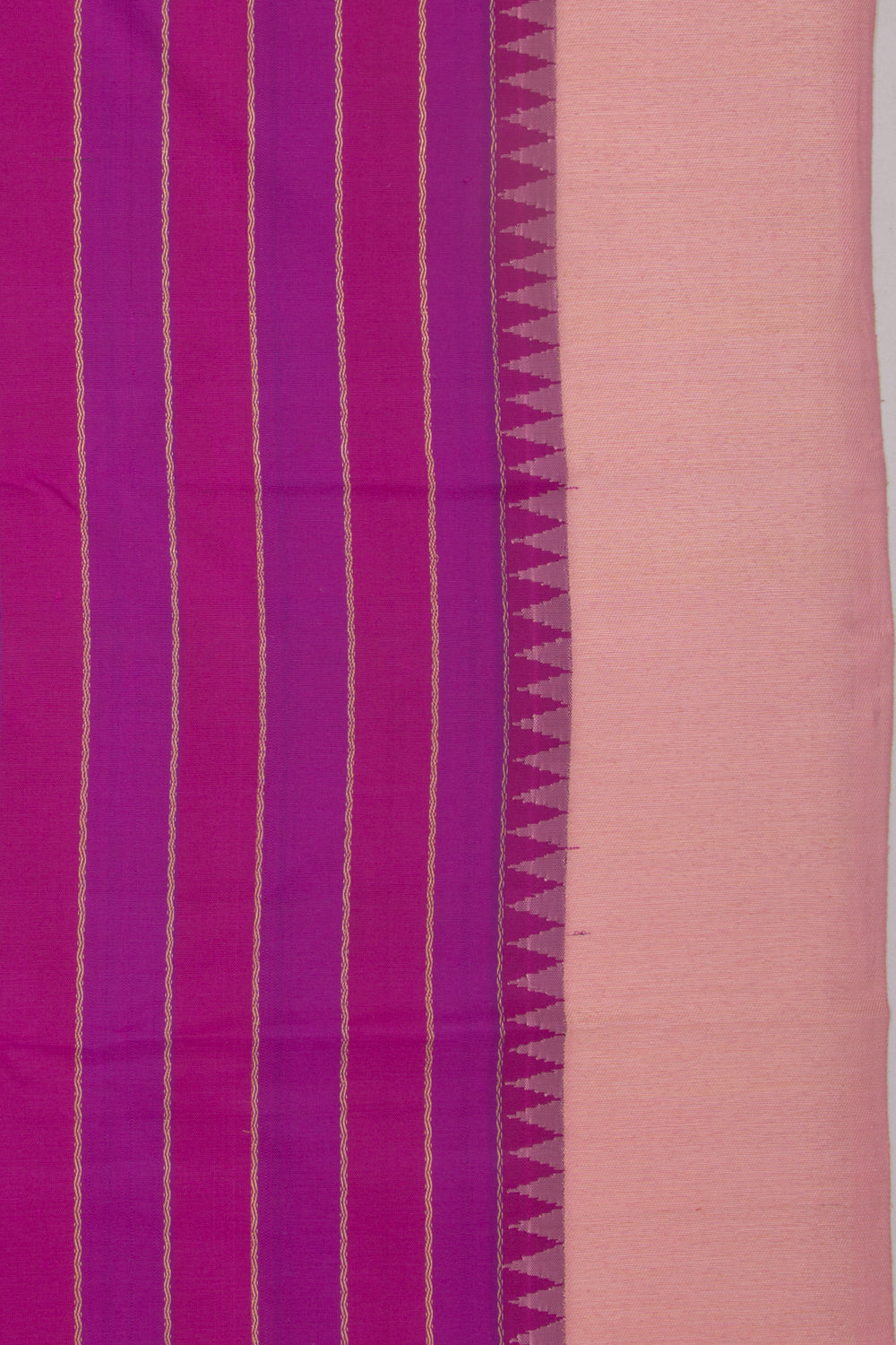 Kanchipuram Silk Horizontal Lines Pink And Purple Saree