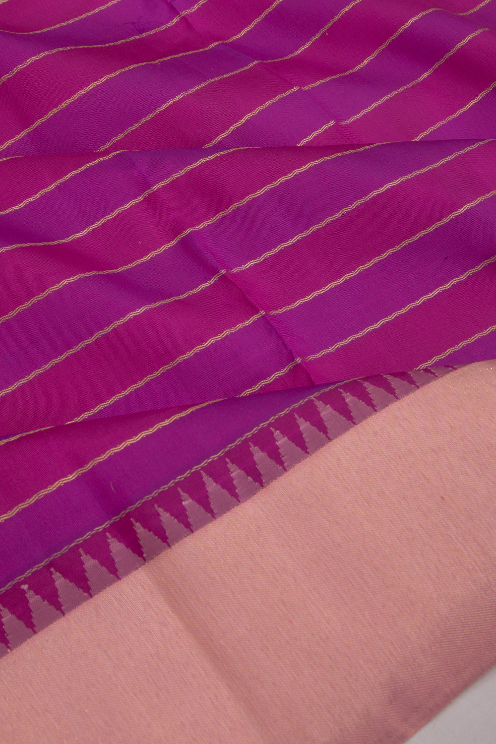 Kanchipuram Silk Horizontal Lines Pink And Purple Saree