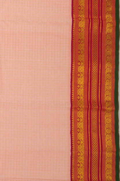 Kanchipuram Silk Checks Peach Saree