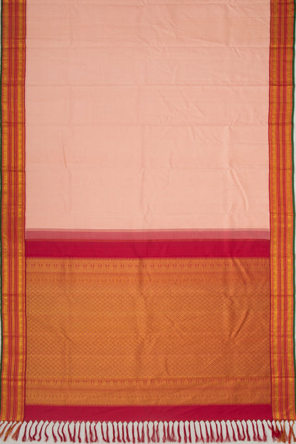 Kanchipuram Silk Checks Peach Saree