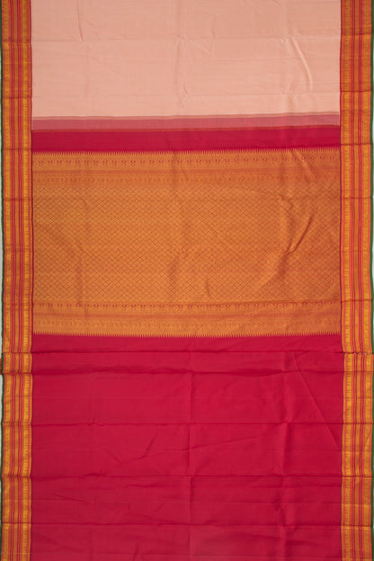 Kanchipuram Silk Checks Peach Saree