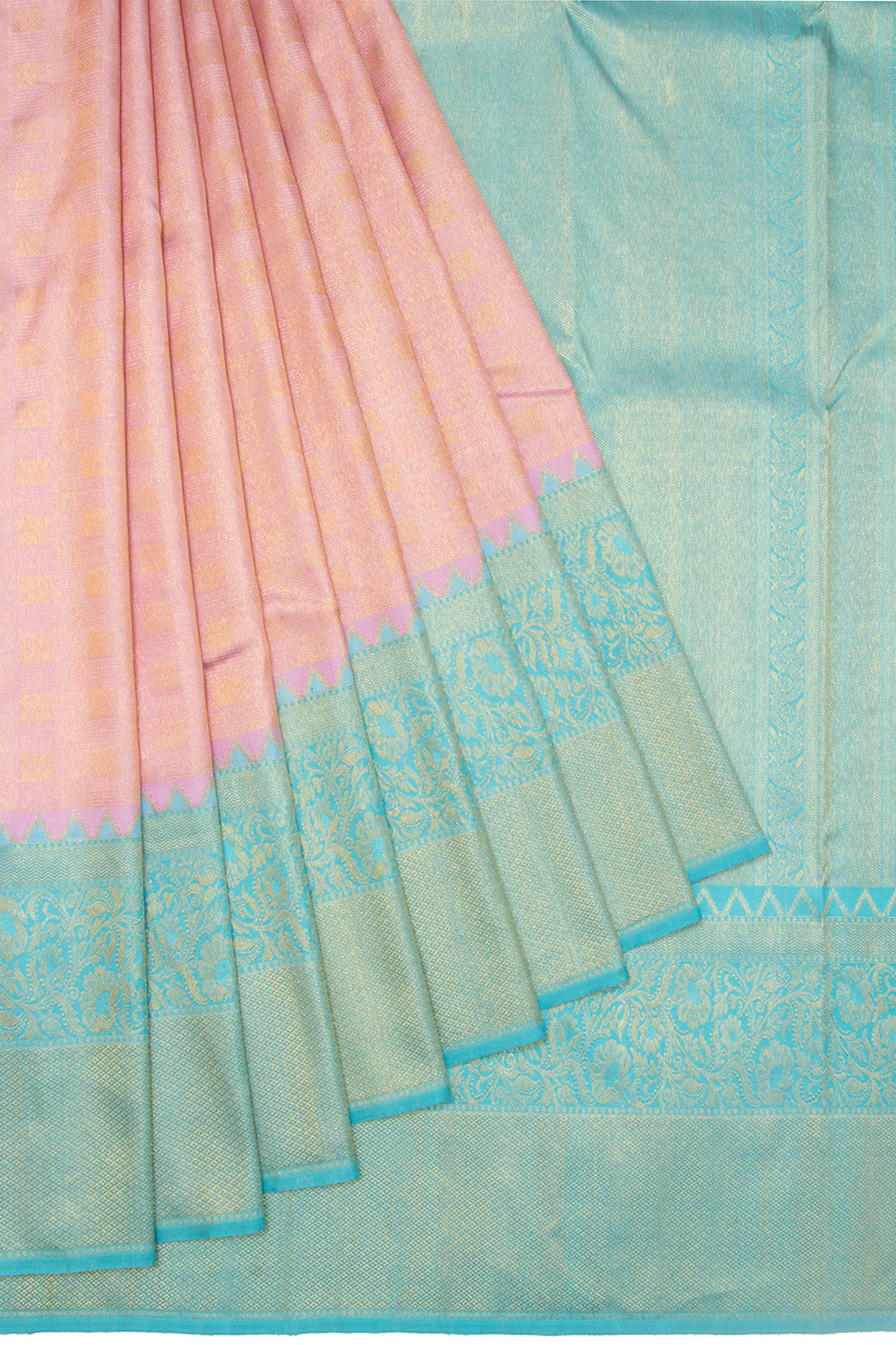 Kanchipuram Silk Brocade Baby Pink Saree