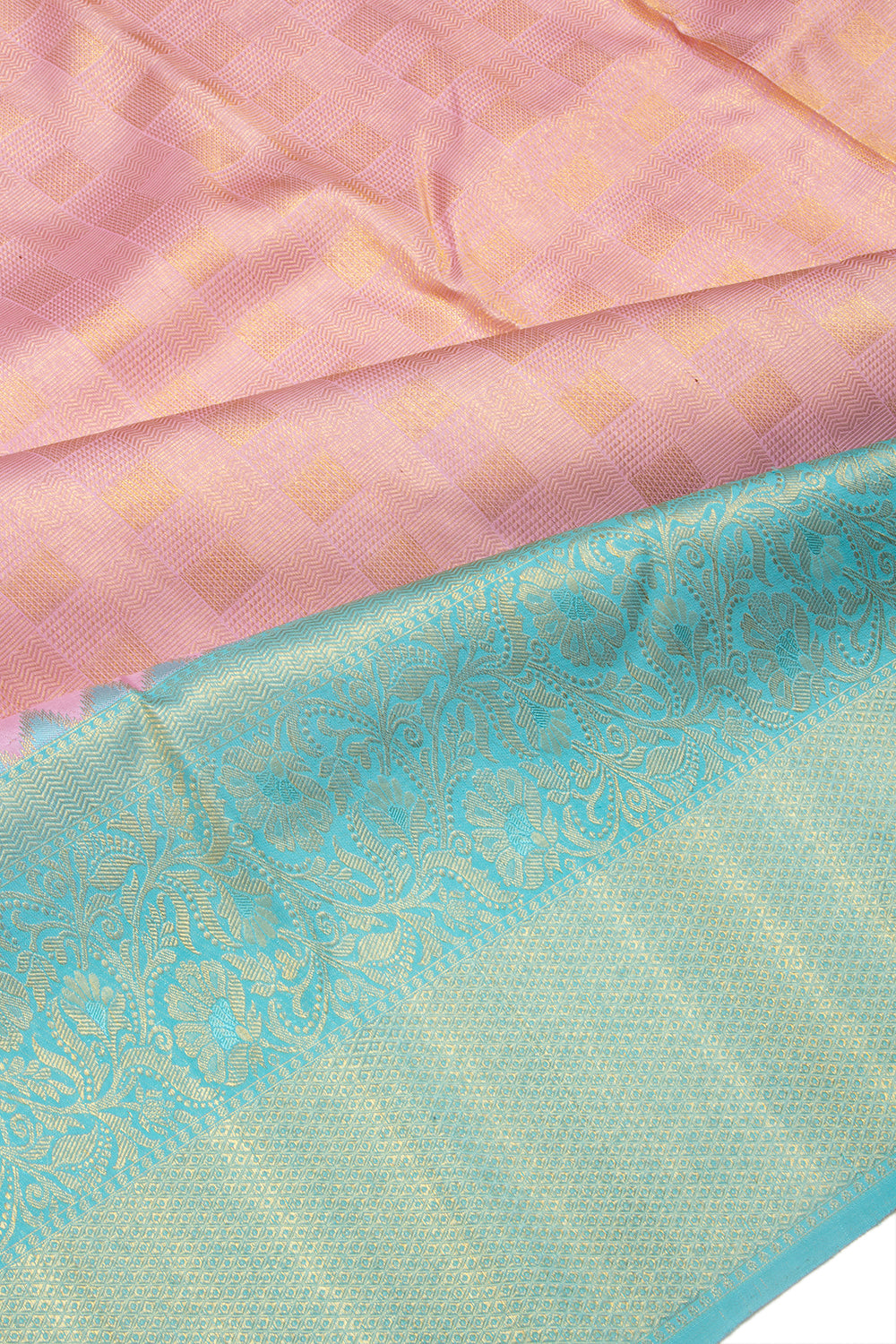 Kanchipuram Silk Brocade Baby Pink Saree