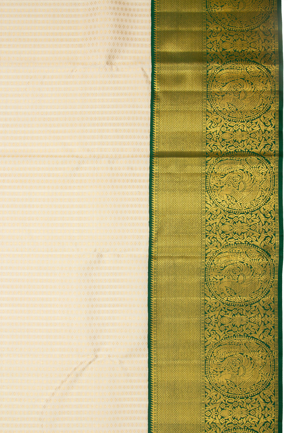Kanchipuram Silk Brocade Cream Saree