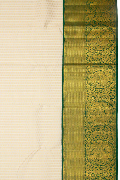Kanchipuram Silk Brocade Cream Saree