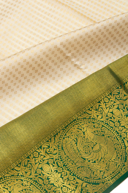 Kanchipuram Silk Brocade Cream Saree
