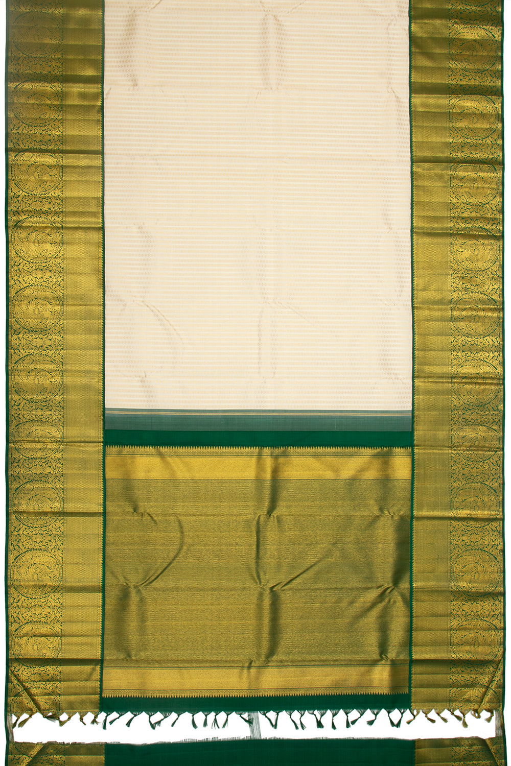 Kanchipuram Silk Brocade Cream Saree