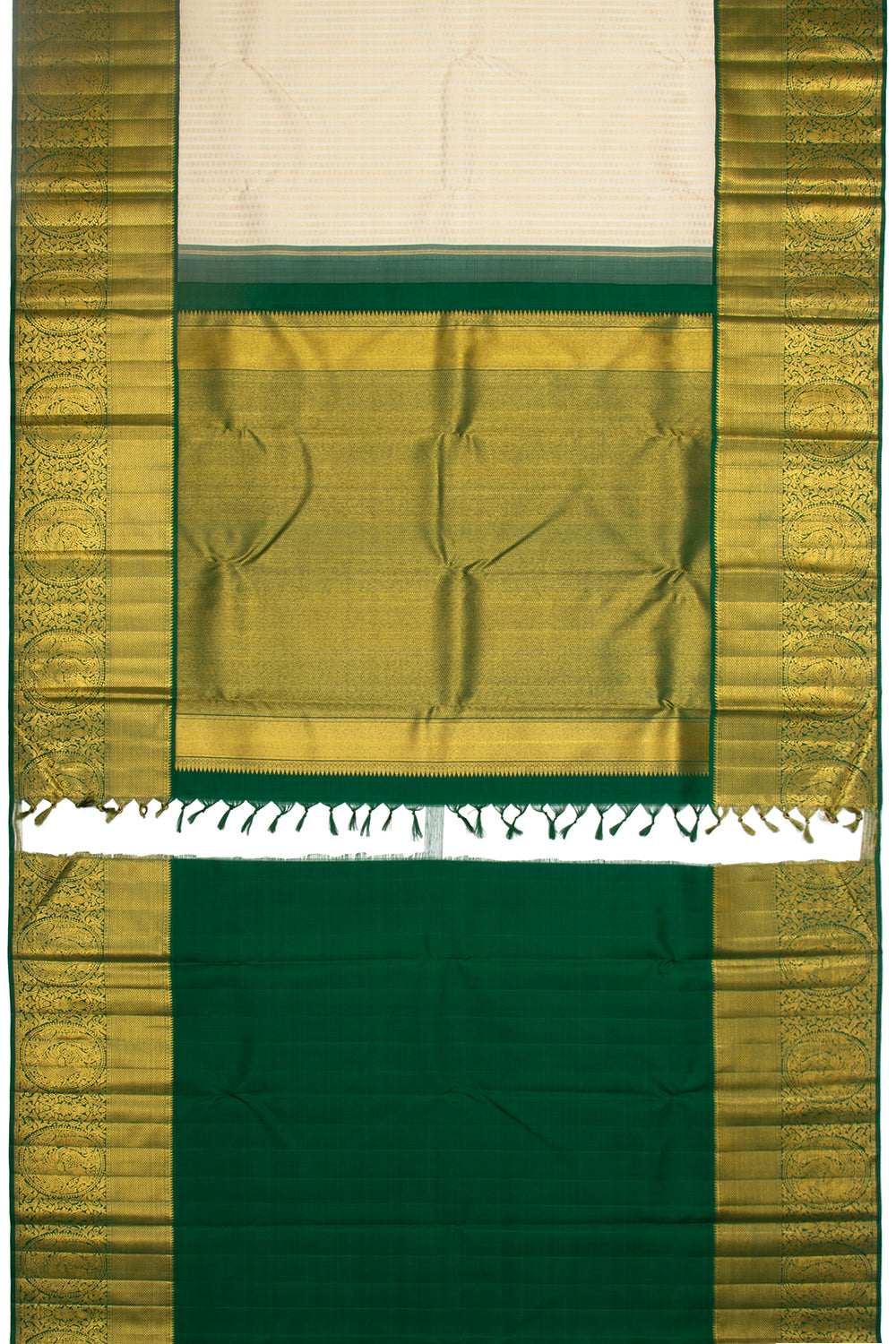 Kanchipuram Silk Brocade Cream Saree