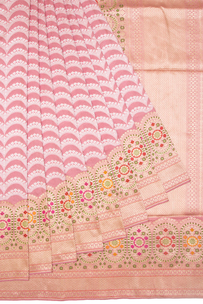 Banarasi Silk Jaal Baby Pink Saree