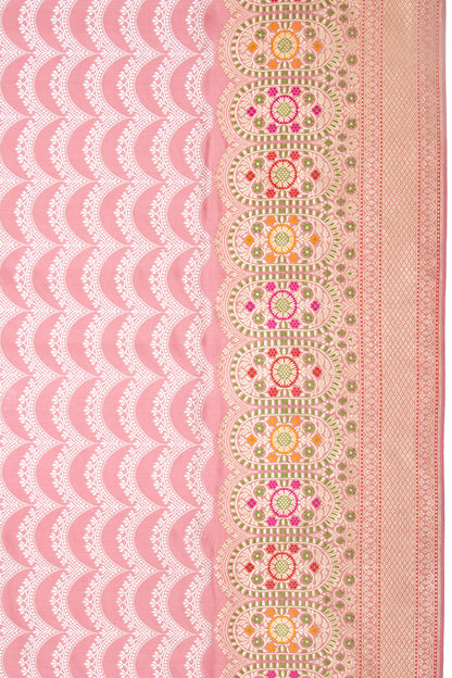 Banarasi Silk Jaal Baby Pink Saree