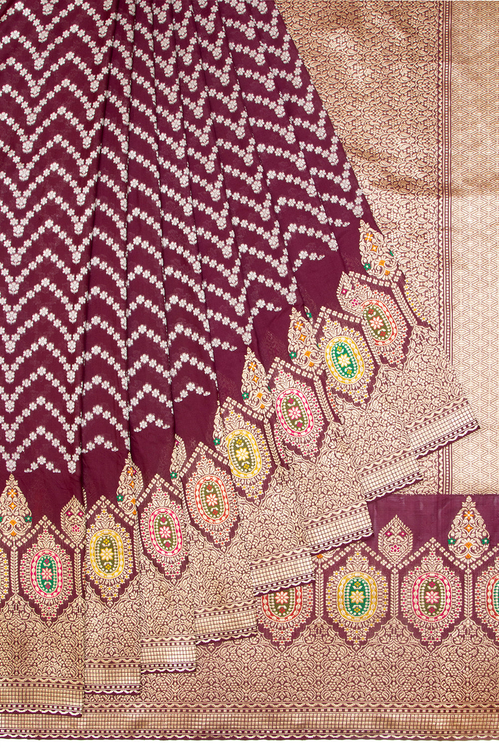 Banarasi Silk Jaal Choco Brown Saree