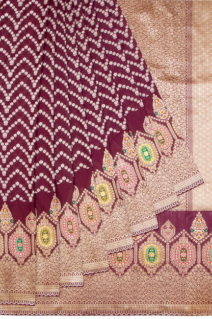 Banarasi Silk Jaal Choco Brown Saree