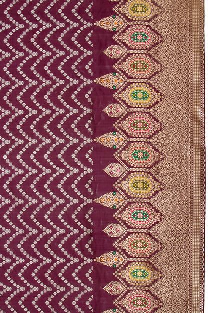 Banarasi Silk Jaal Choco Brown Saree