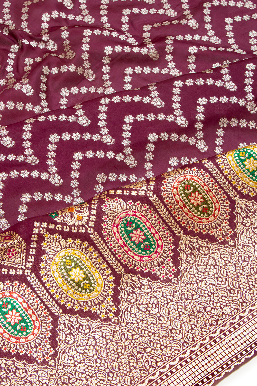 Banarasi Silk Jaal Choco Brown Saree