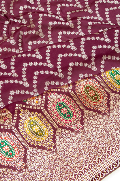 Banarasi Silk Jaal Choco Brown Saree