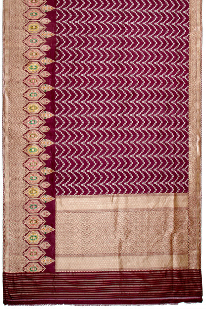 Banarasi Silk Jaal Choco Brown Saree
