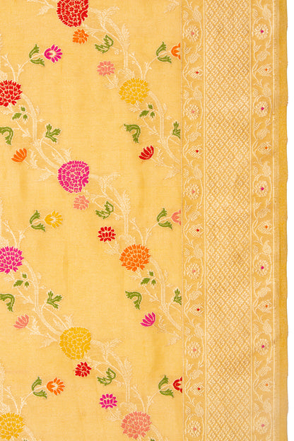 Banarasi Silk Tissue Kadwa Jaal Gold Saree