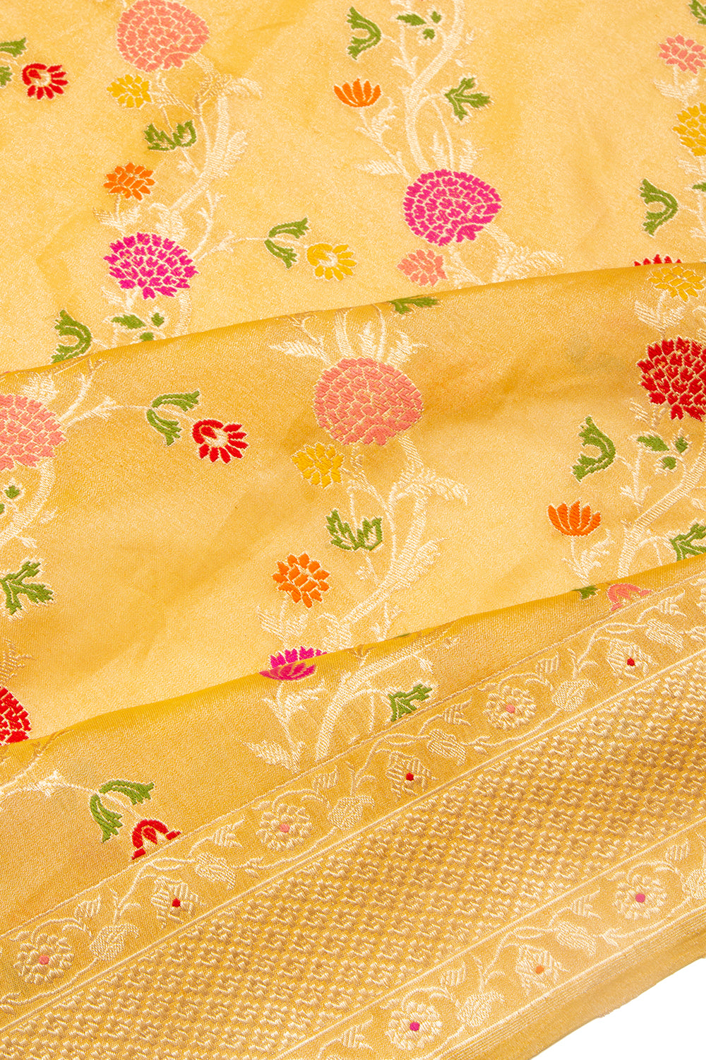 Banarasi Silk Tissue Kadwa Jaal Gold Saree