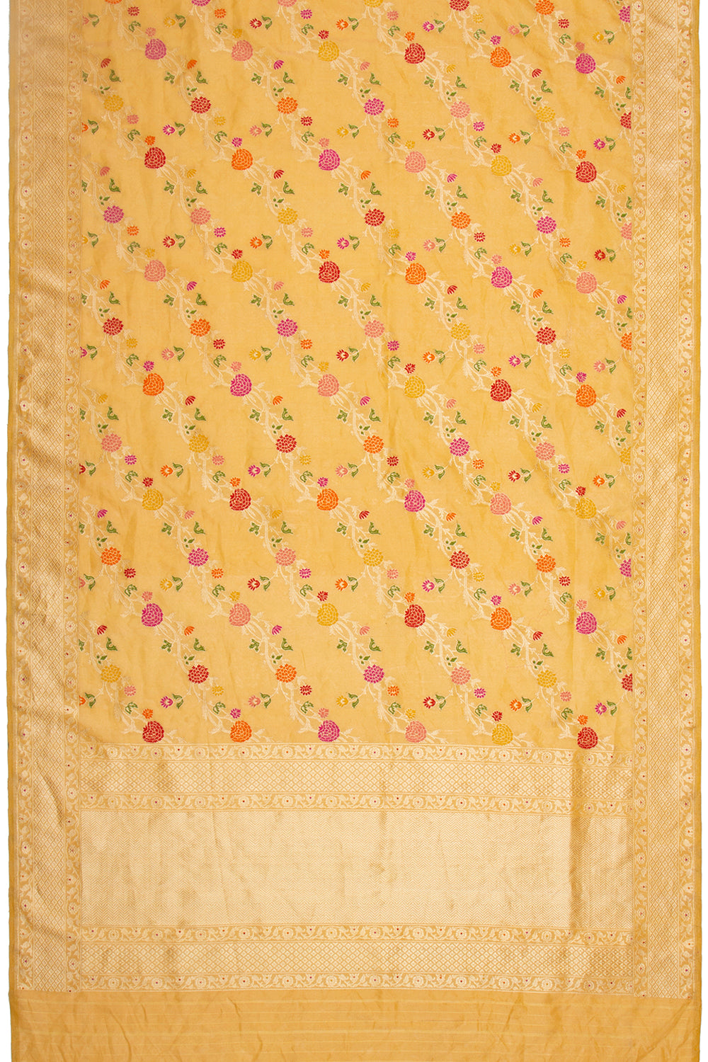 Banarasi Silk Kadwa Jaal Mustard Yellow Saree