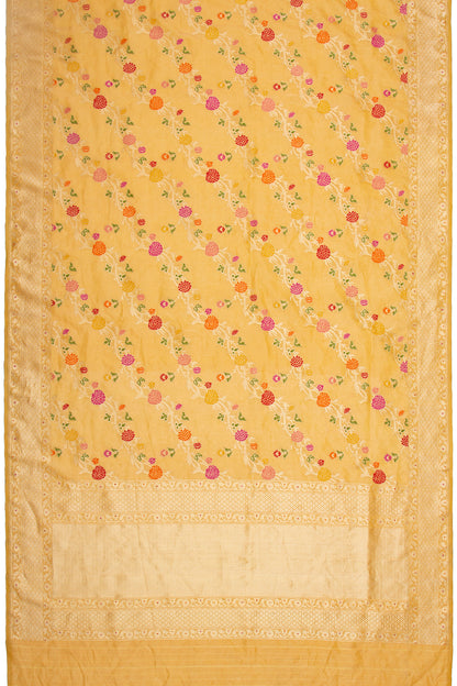 Banarasi Silk Kadwa Jaal Mustard Yellow Saree