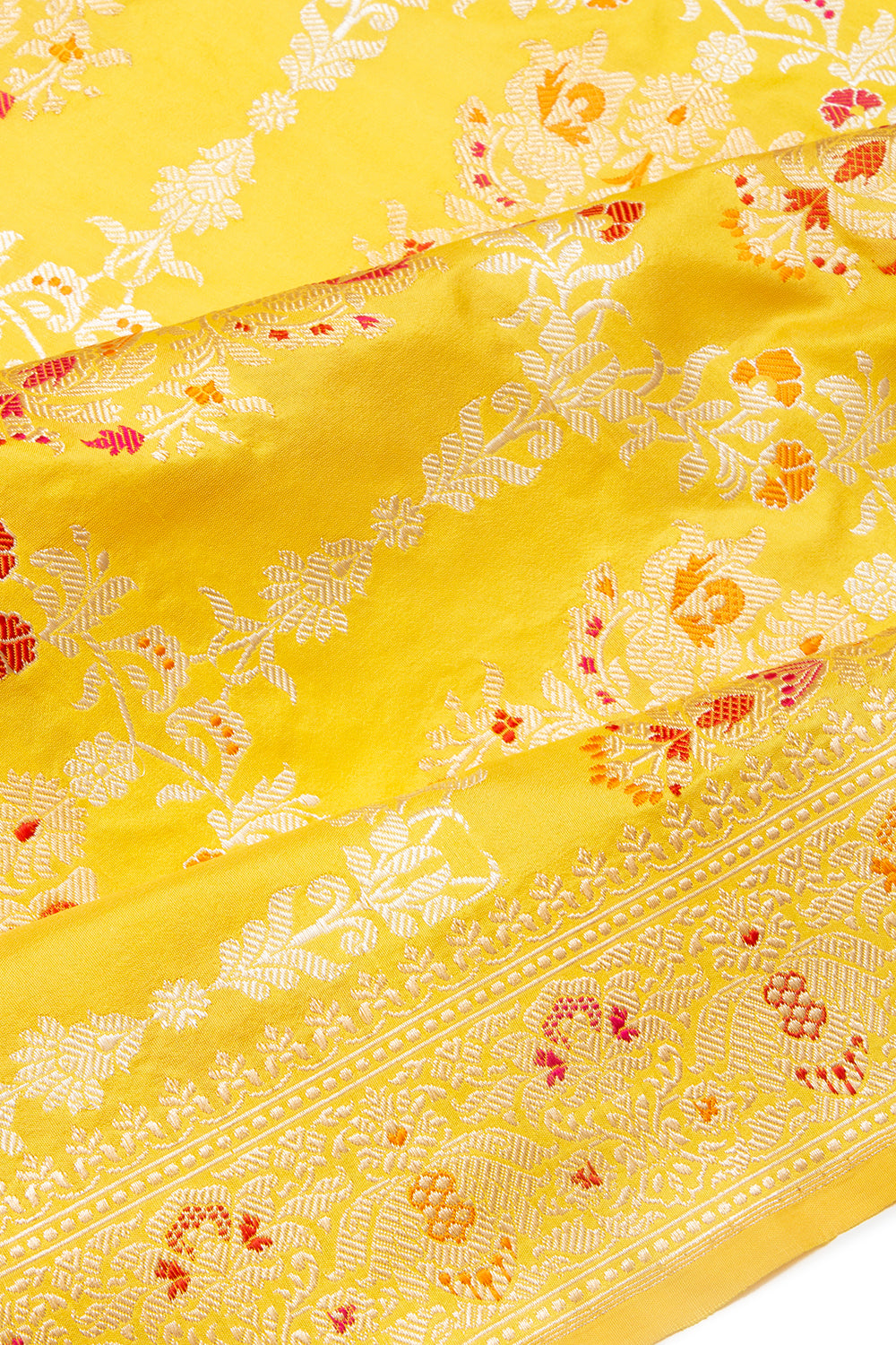 Banarasi Silk Kadwa Jaal Yellow Saree