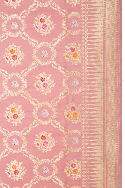 Banarasi Silk Kadwa Jaal Pastel Pink Saree-VSQ-DM