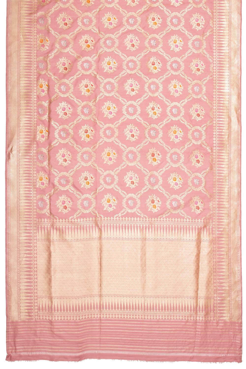 Banarasi Silk Kadwa Jaal Pastel Pink Saree