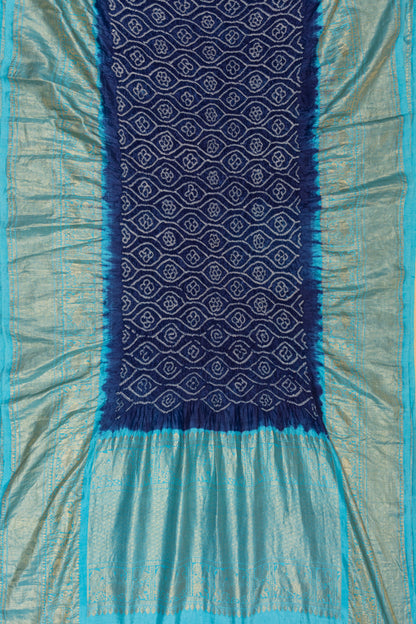 Kanchipuram Silk Bandhani Dark Blue Saree