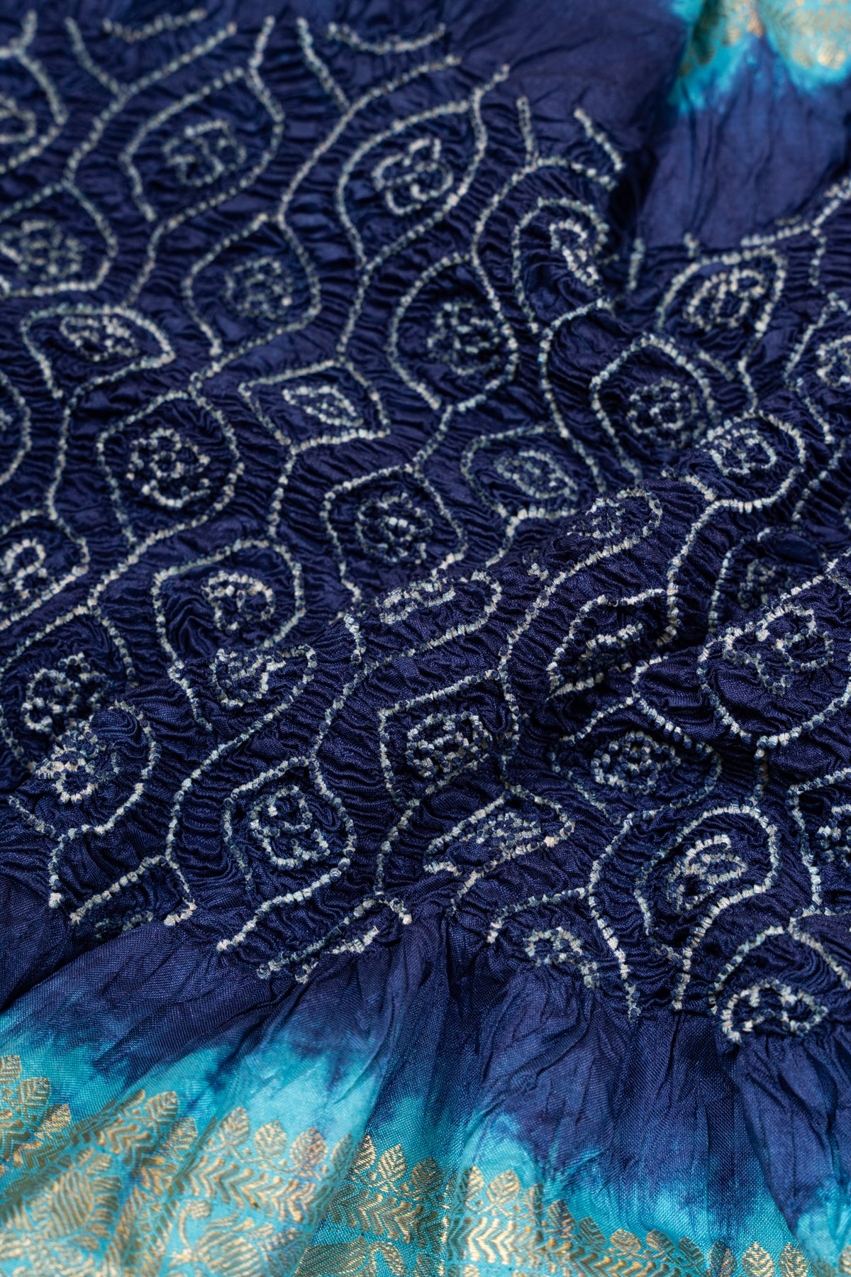 Kanchipuram Silk Bandhani Dark Blue Saree