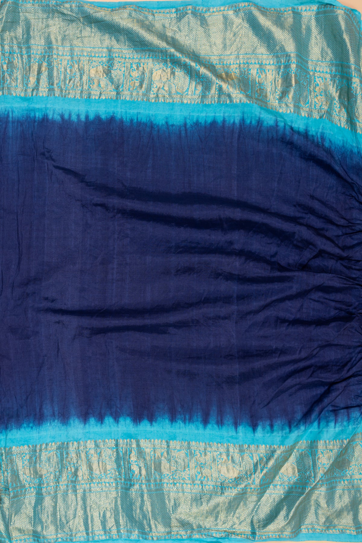 Kanchipuram Silk Bandhani Dark Blue Saree