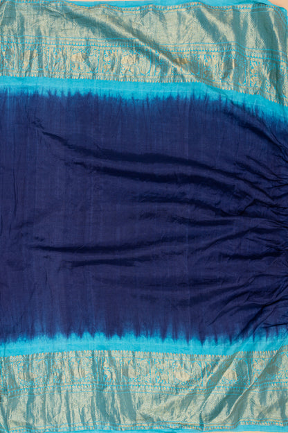 Kanchipuram Silk Bandhani Dark Blue Saree